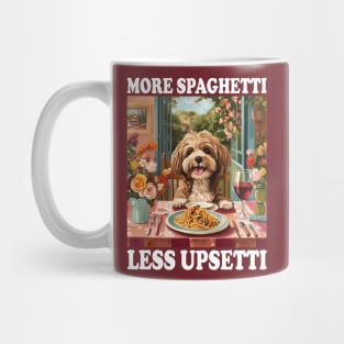 Funny "More Spaghetti, Less Upsetti" Cute Dog Dining Design Mug